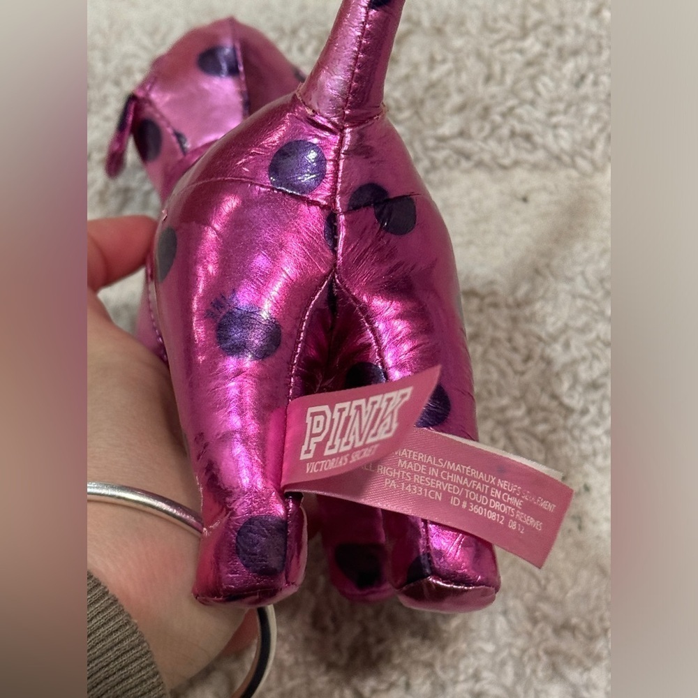 2012 PINK Victoria’s Secret dog puppy metallic shiny polka dots barbie pink - Picture 3 of 11